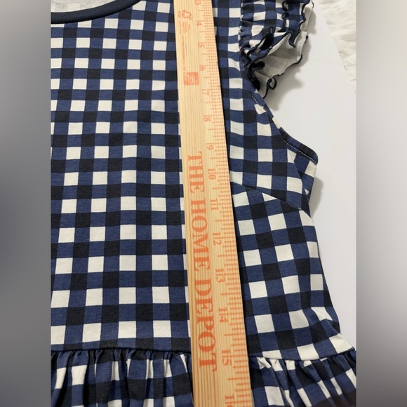 Kate Spade Blue Gingham Women's Peplum Cotton Top w/ Ruffled Cap Sleeves. XL - Picture 14 of 16